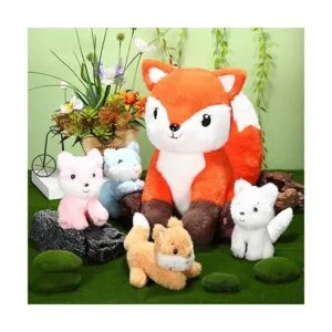 Juego de 5 juguetes de peluche de zorro 1 animal de_4