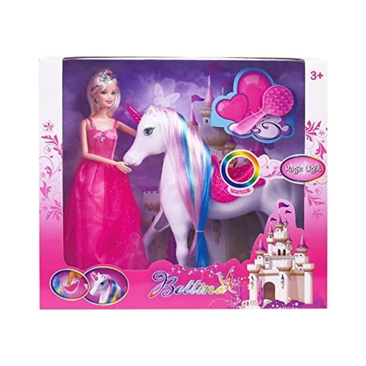 BETTINA Magical Lights Unicom y muñeca de princesa juego_1