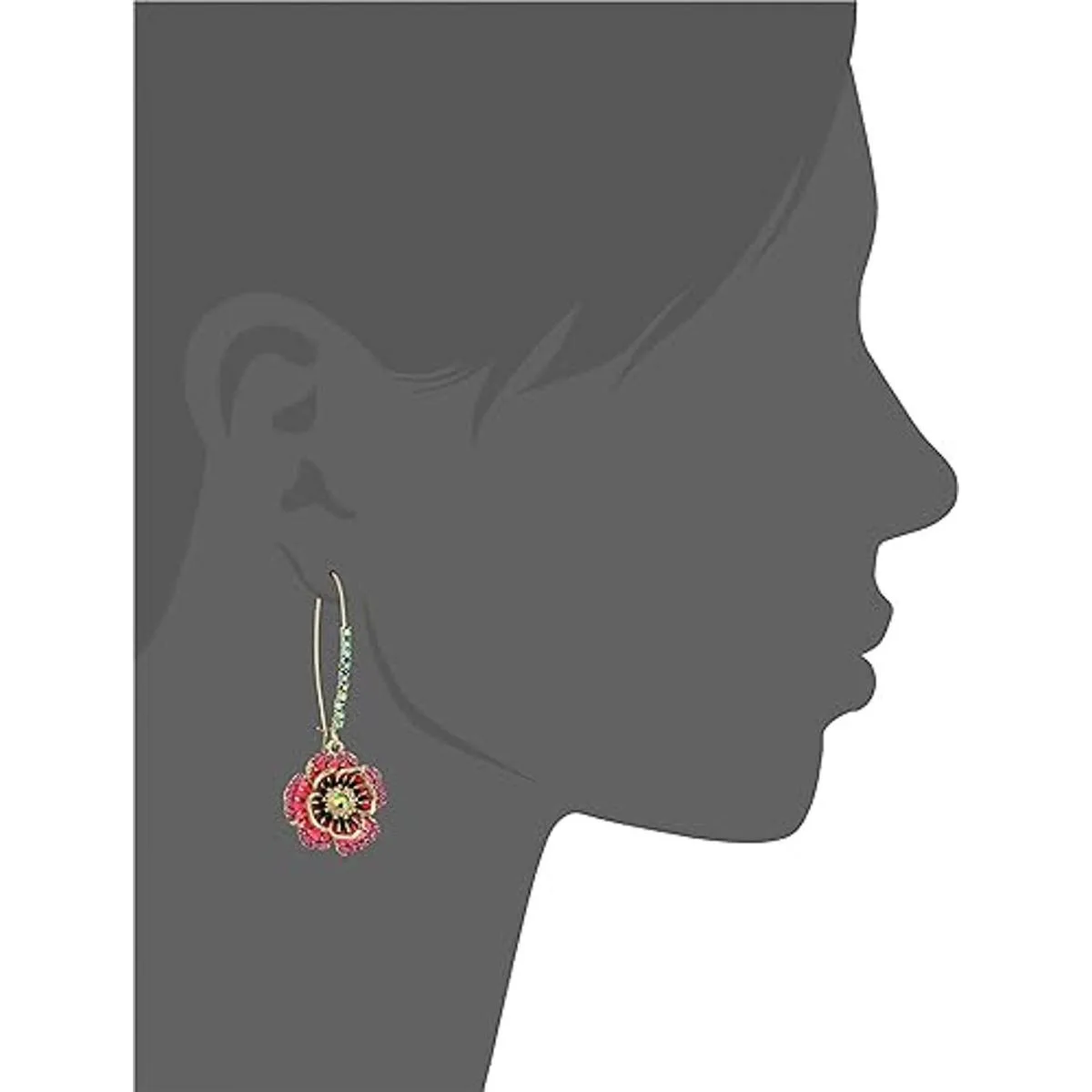 Betsey Johnson Pendientes colgantes de rosa talla única_2