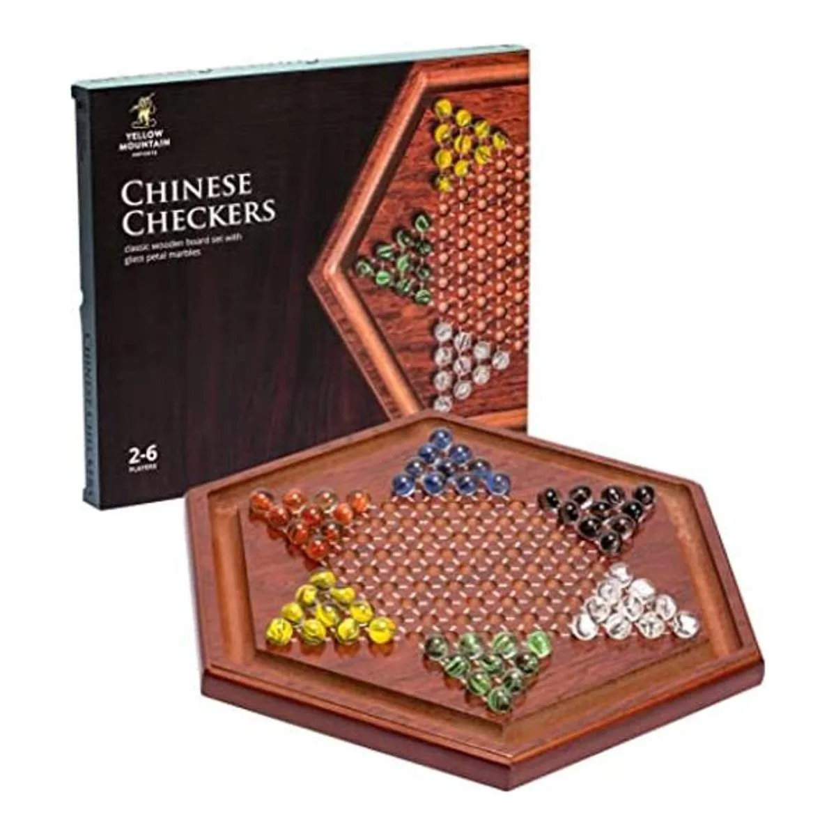 Yellow Mountain Imports Juego de mesa Halma de madera de_1