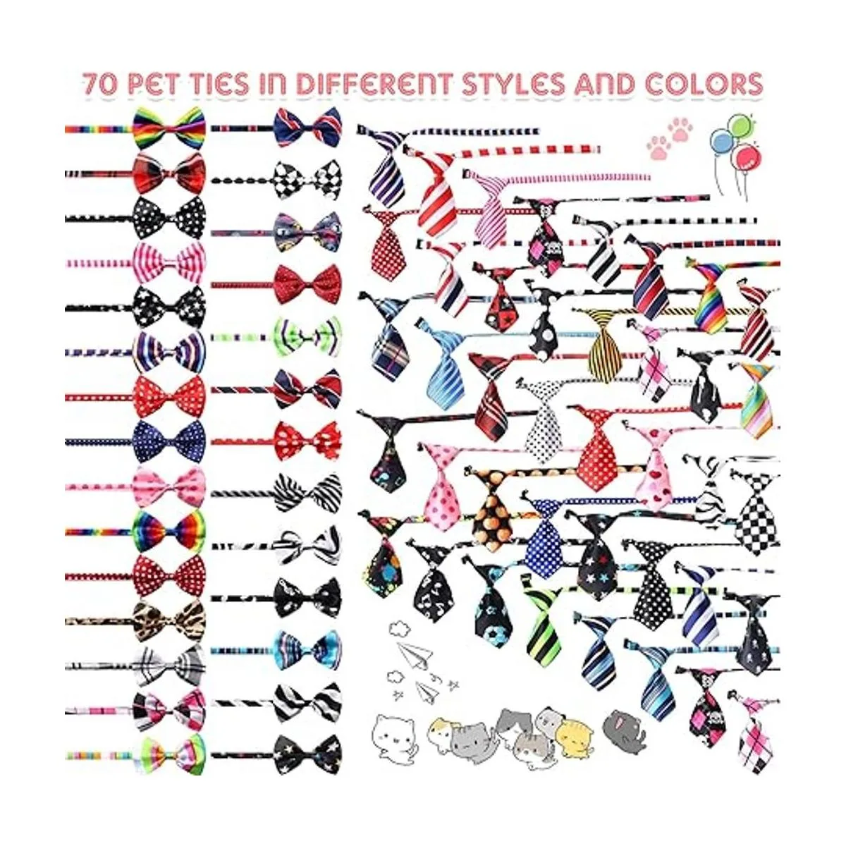 Juego de 70 corbatas ajustables para perros y corbatas_2