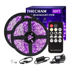 THECHAM Tira de luz negra de 80 pies con control remoto_1