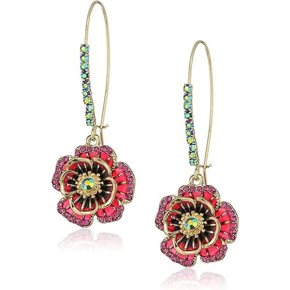Betsey Johnson Pendientes colgantes de rosa talla única_1