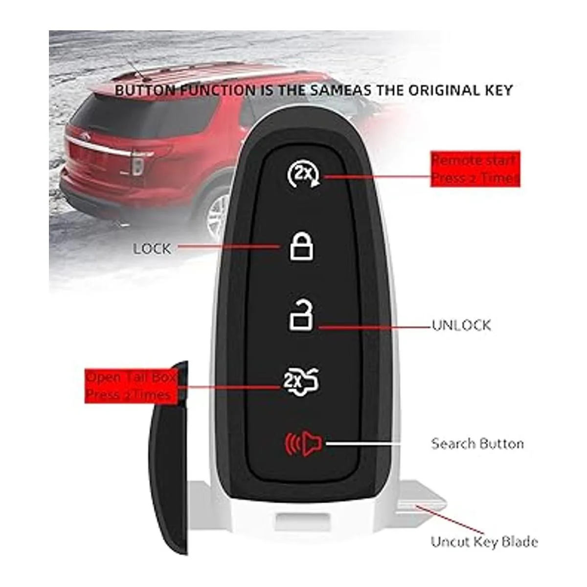 1 llavero de entrada sin llave para Ford EdgeExplorer_6