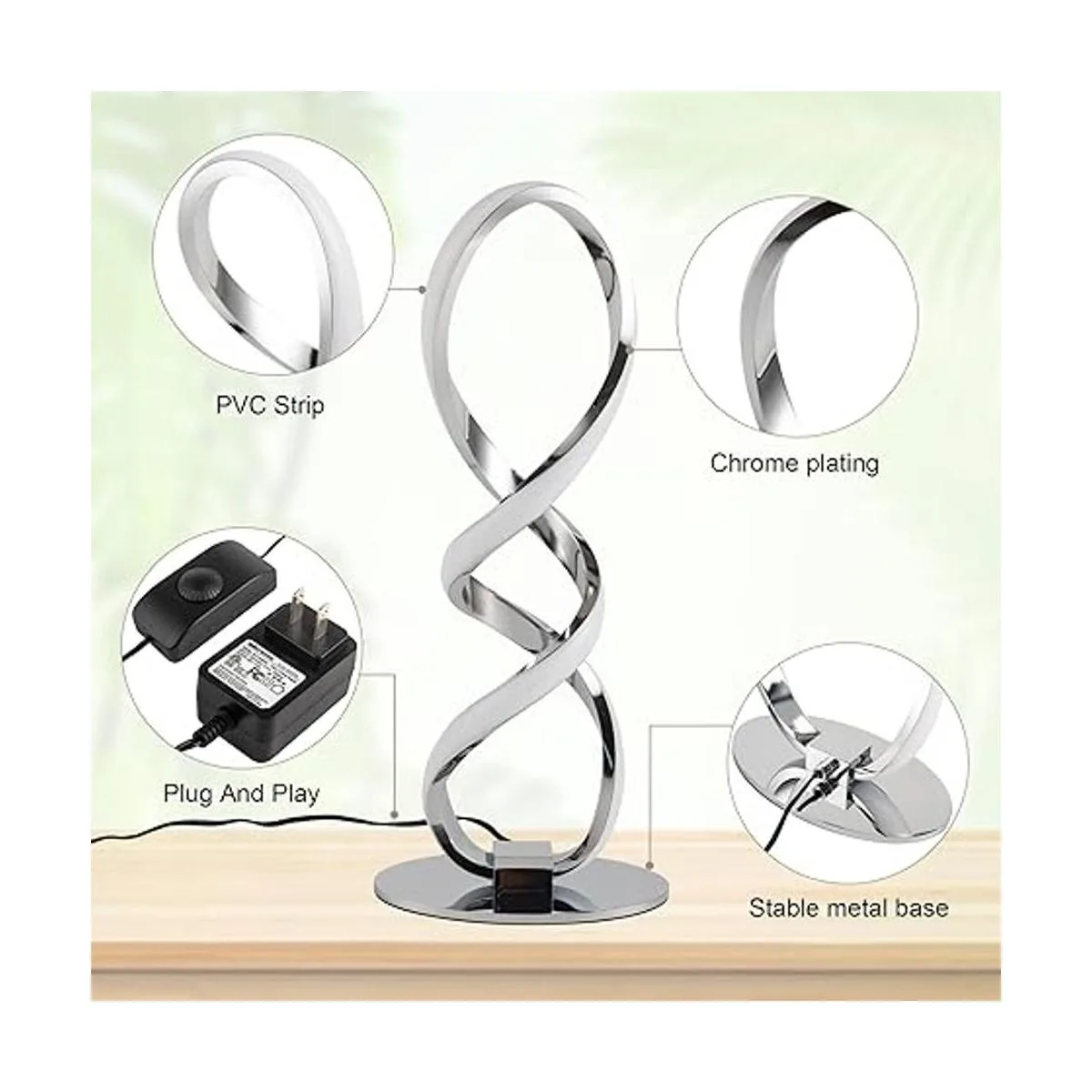 Adebime Lámpara LED de mesita de noche moderna lámpara de_5