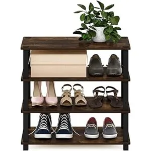 Furinno TurnSTube Zapatero de 4 niveles pino ámbarnegro_5