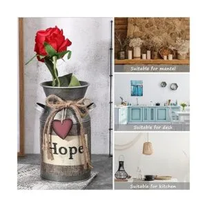3 jarrón decorativo rústico de 7.5 pulgadas lata de leche_4
