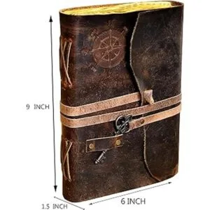C CUERO Diario de cuero vintage con brújula antiguo_3