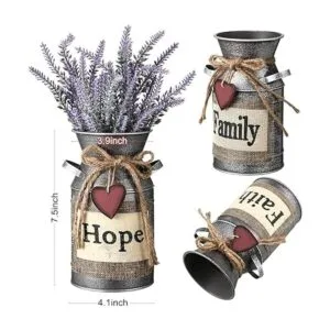 3 jarrón decorativo rústico de 7.5 pulgadas lata de leche_2