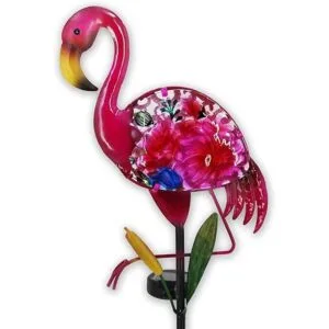 WUFEILY Luces solares de jardín cristal y metal flamenco_2