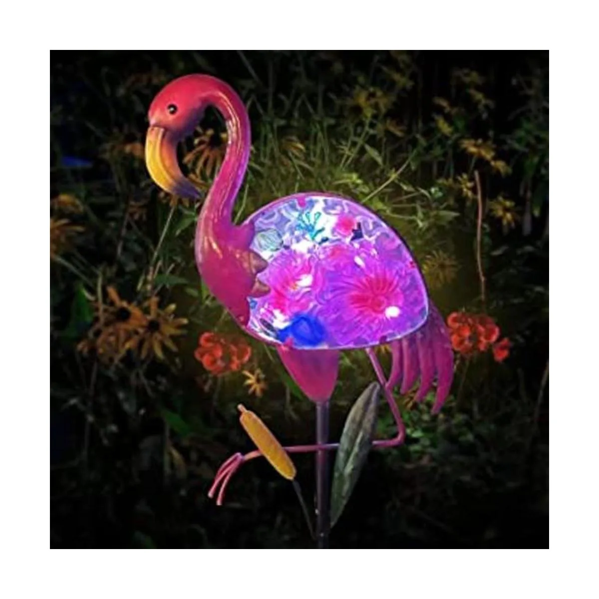 WUFEILY Luces solares de jardín cristal y metal flamenco_1