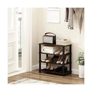 Furinno TurnSTube Zapatero de 4 niveles pino ámbarnegro_3