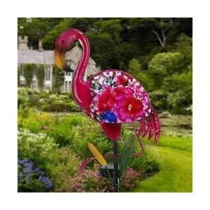 WUFEILY Luces solares de jardín cristal y metal flamenco_7