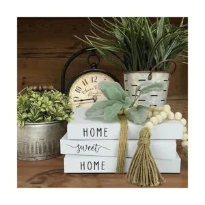 Juego de 3 libros decorativos blancos para decoración del_7