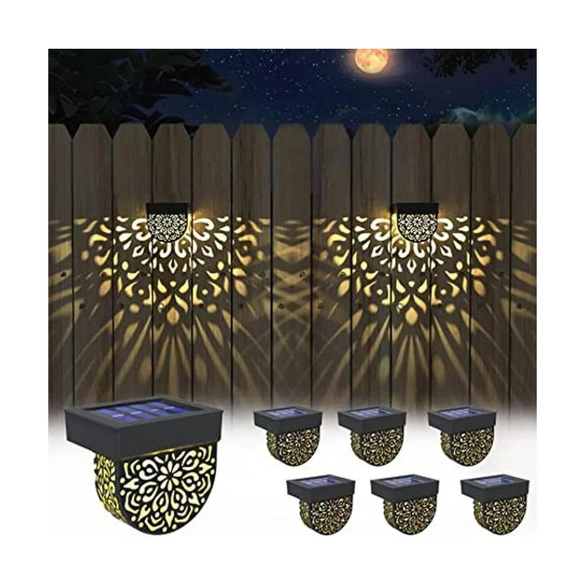 EKQ Paquete de 6 luces solares para cerca luces solares_1