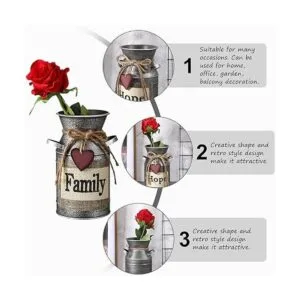 3 jarrón decorativo rústico de 7.5 pulgadas lata de leche_3