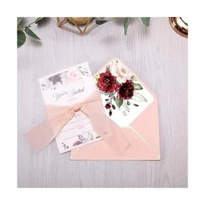 Doris Home 25 invitaciones de relleno con diseño de rosa_5