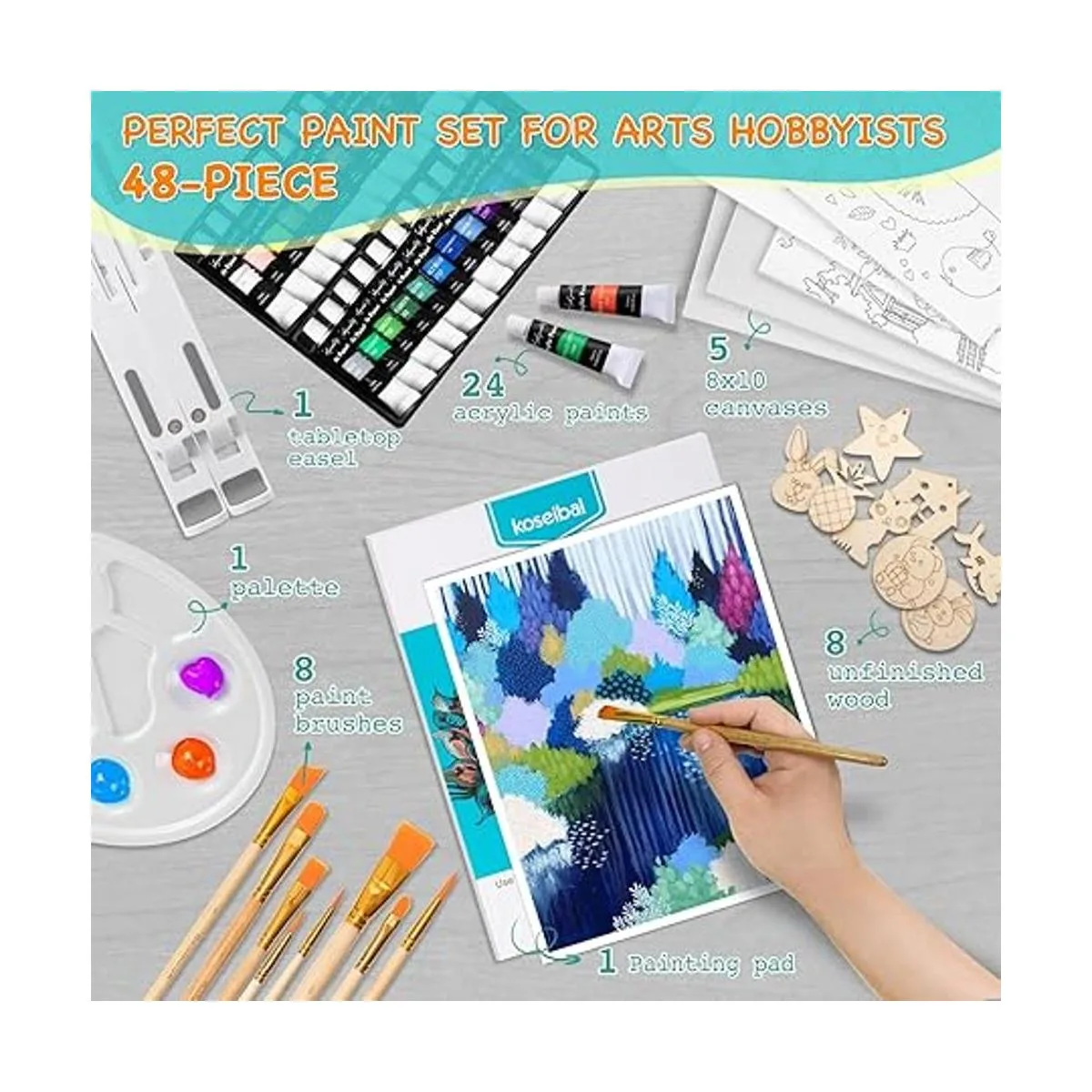 Kit de pintura de 48 piezas con 24 pinturas acrílicas 8_2