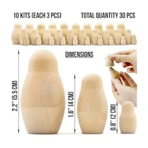 Lote de muñecas anidantes en blanco de 10 juegos por 3_2