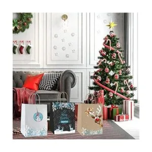 Qutuus 100 bolsas de regalo de papel kraft blanco a_6