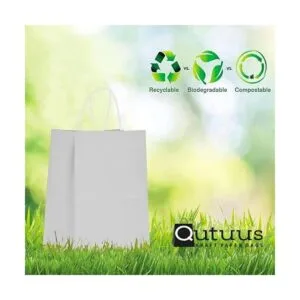 Qutuus 100 bolsas de regalo de papel kraft blanco a_3