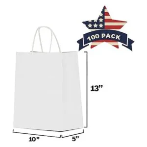 Qutuus 100 bolsas de regalo de papel kraft blanco a_2