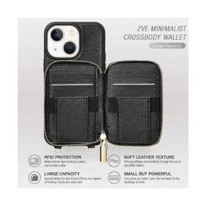 ZVE Funda tipo cartera para iPhone 14 funda con_3