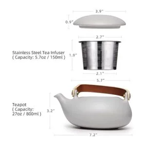 ZENS Tetera de cerámica con infusor olla de té japonesa_3