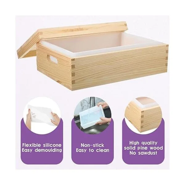 Molde rectangular de silicona para jabón con caja y tapa_3