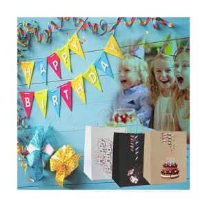 Qutuus 100 bolsas de regalo de papel kraft blanco a_5