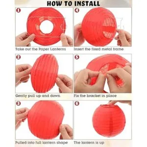 48 faroles decorativos redondos de papel surtidos tamaño_3