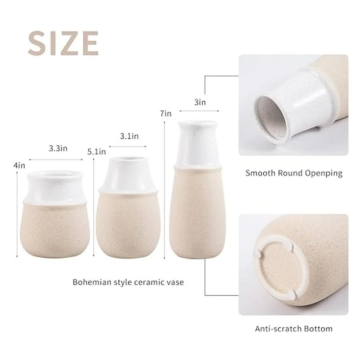 Pampas Grass Vase Modern Farmhouse Decor Blue Ceramic_2