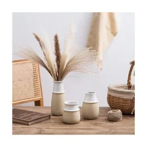 Pampas Grass Vase Modern Farmhouse Decor Blue Ceramic_3