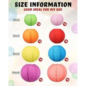 48 faroles decorativos redondos de papel surtidos tamaño_4
