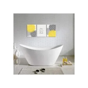 iHAPPYWALL 3 piezas de flores de baño amarillas y grises_4