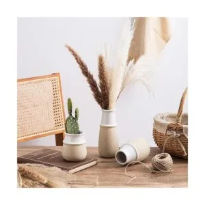 Pampas Grass Vase Modern Farmhouse Decor Blue Ceramic_5