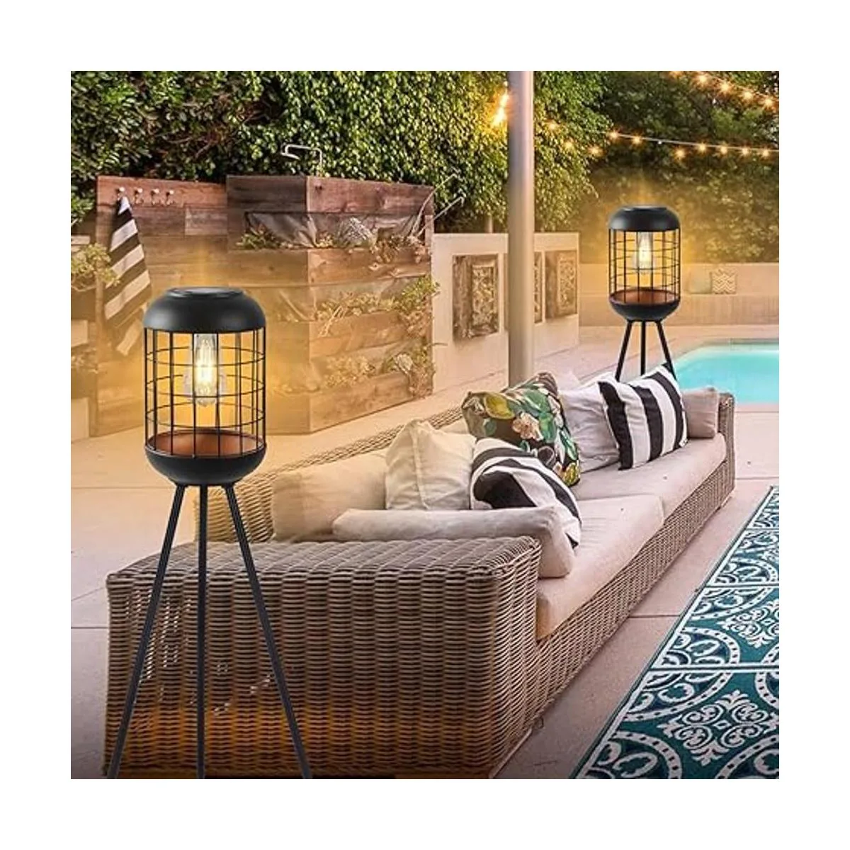 Lámpara de pie solar para exteriores faroles grandes para_4