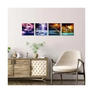 LyerArtork 4 piezas de arte de pared de paisaje marino_3