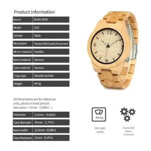 BOBO BIRD D27 Reloj de madera de bambú para hombre con_5
