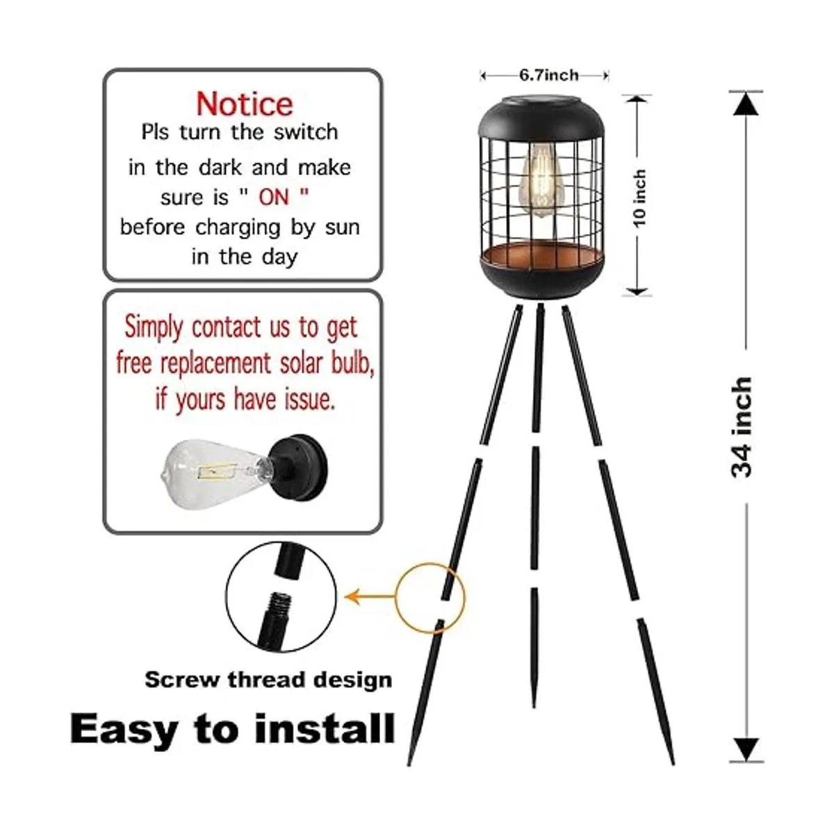Lámpara de pie solar para exteriores faroles grandes para_5