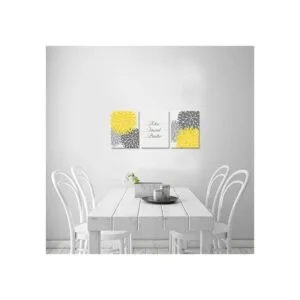 iHAPPYWALL 3 piezas de flores de baño amarillas y grises_5