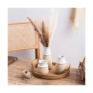 Pampas Grass Vase Modern Farmhouse Decor Blue Ceramic_6