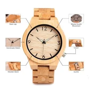 BOBO BIRD D27 Reloj de madera de bambú para hombre con_3