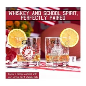 Juego de vasos de whisky de la Universidad de Alabama 2_2