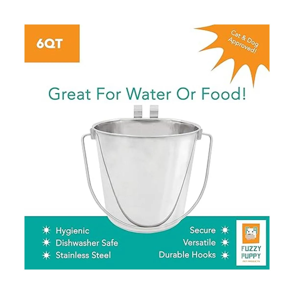 Fuzzy Puppy Cubeta de cara plana con ganchos duales_5