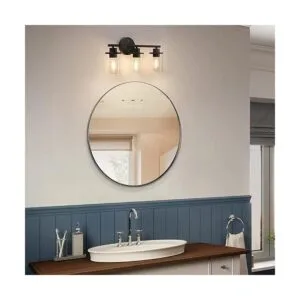 EDISHINE Lámpara de tocador de baño 3 luces negras claras_5