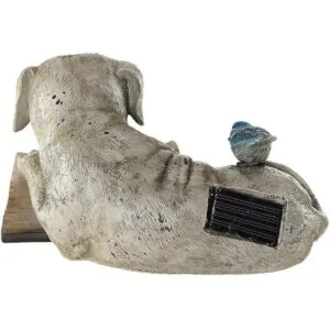 Estatua de resina para perro con energía solar para_7