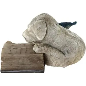 Estatua de resina para perro con energía solar para_6
