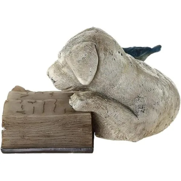 Estatua de resina para perro con energía solar para_6