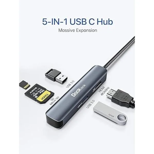 Adaptador multipuerto USB C Hub Dockteck 5 en 1 USBC_2